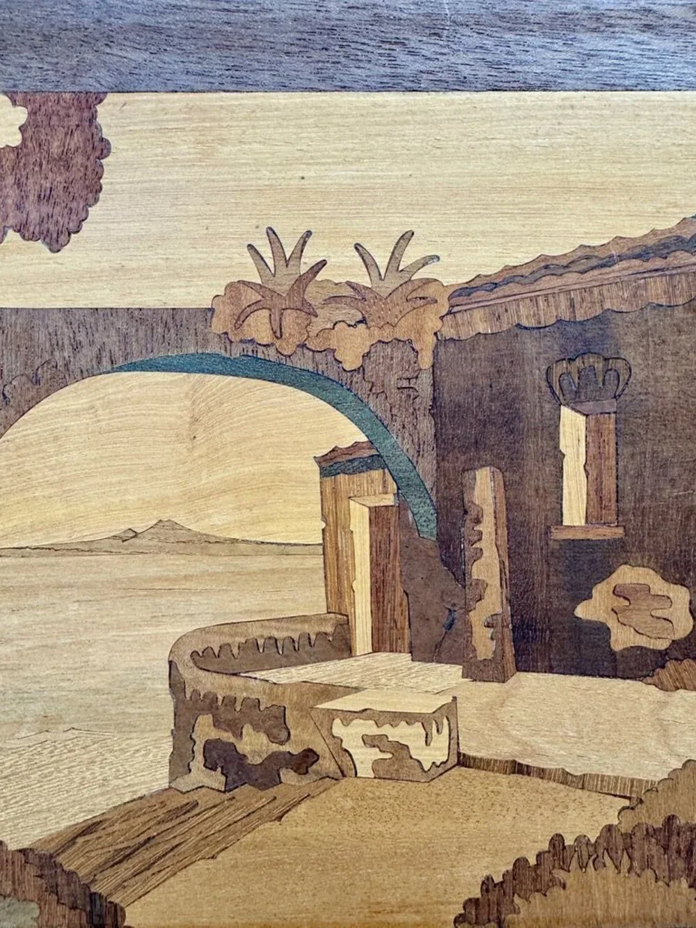 Vintage Landscape Marquetry Wood Wall Art of Sorrento, Italy - Picture 3 of 8